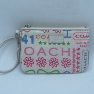 Coach Poppy Y2K/ Multicolor/White and Pink Floral Wristlet